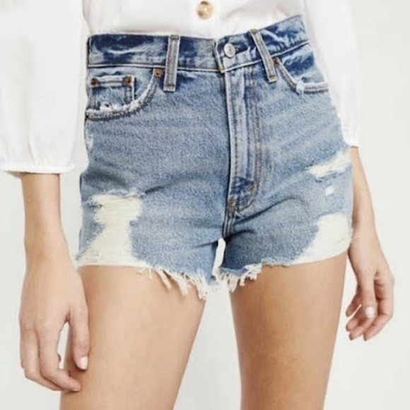 Abercrombie & Fitch Pants - Abercrombie & Fitch Annie High Rise Denim Distressed Shorts Size 29